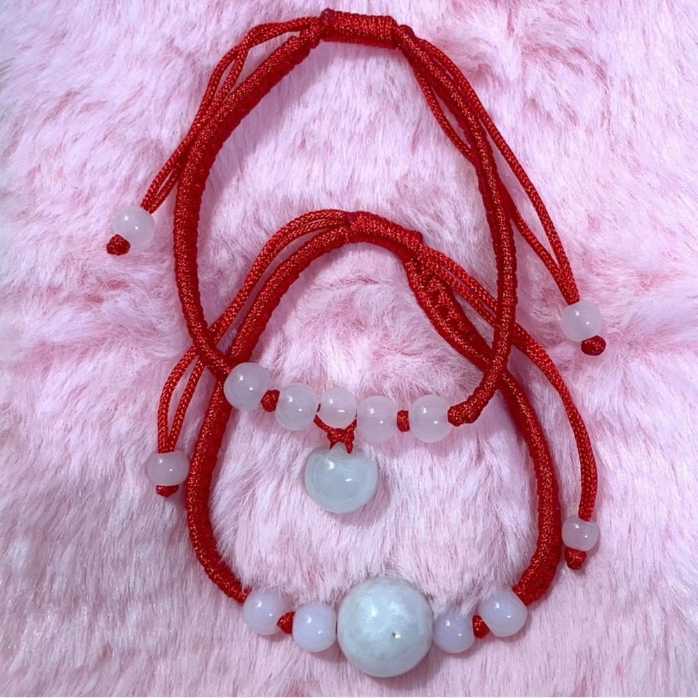 2 Natural Jade Red String Bracelet